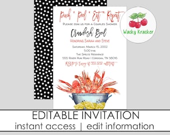 Low Country Boil Invitation, Couples Shower, Bridal Shower Invitation, Shrimp Boil, Crawfish Boil, Seafood Boil, Backyard Party, Crab Boil