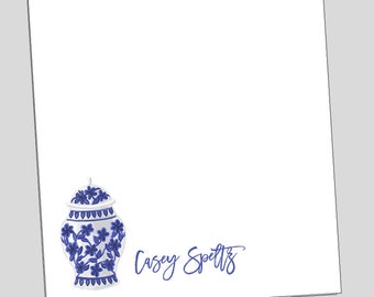 Ginger Jar Notepad, Personalized Notepad Gift, Blue and White, Custom Notepad, Chinoiserie, Housewarming Gift, Hostess Gift, Ginger Jar Gift