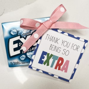 Thank you for being so Extra, Gift Tag, Teacher Appreciation Gift, Random Act of Kindness Printable, Instant Download, tag for gum, gum gift