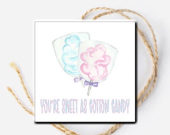 Cotton Candy Party Gunst Anhänger, Lehrer Geschenk, You are as sweet as Baumwolle Süßigkeit, Wertschätzungsanhänger, Mitarbeiter Mitarbeiter Wertschätzung, Dankeschön Tags