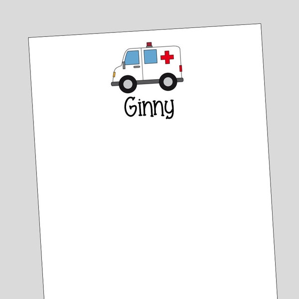 Ambulance Notepad, Nurse Gift, Personalized Medical Professional Gift, EMT gift, Graduation gift for emergency services graduate, Med School