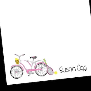 Bike and Tennis Notepad, Preppy Notepad, tennis notepad, tennis gift, gift for tennis player