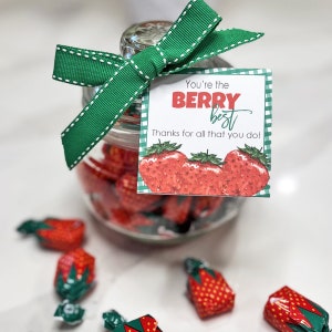 Strawberry Tag, Strawberry Appreciation Tag, Random Act of Kindness Printable, You're the Berry Best, Teacher Appreciation, Instant Download