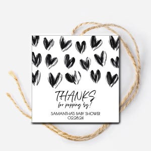 Editable Thanks for Popping by Tags, Popcorn Favors, Baby Shower Gift Favor Tags, Baby Shower Favor, Baby Shower Printables, Popcorn Favours
