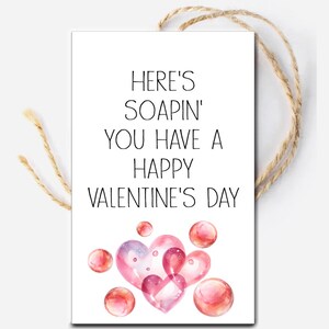 Cartão de Dia dos Namorados para Imprimir com Sabonete, Etiqueta de Presente Soapin You Have a Happy Valentine's Day, Troca de Sala de Aula de Dia dos Namorados, Download Instantâneo, ensaboar
