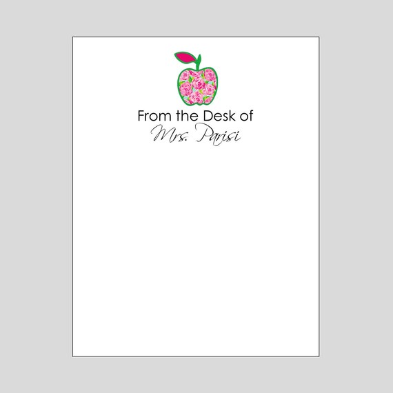 Personalized Flower Apple Notepad Teacher Gift From The Etsy