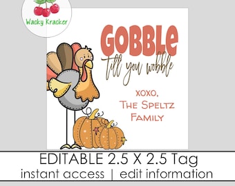 Thanksgiving Gift Tag, Afdrukbare Turkije Tag, Thanksgiving Favor Tag, Gift Tag Sjabloon, Afdrukbare Gift Tags, Tag Sjabloon, Herfst Waardering