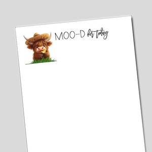 Highland Cow Notepad, Highland Cow Gifts, Teacher Notepad, Heifer Cow, Cute cow, Gift for Cow Lovers or Farmers, Farm Life, Coworker Gift