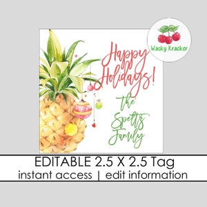 Ananas-Weihnachtskarte, druckbare Weihnachtsgeschenkanhänger, personalisierte Feiertags-Visitenkarten, Weihnachtsbriefpapier, quadratische Karte