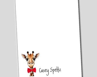 Giraffe Notepad, Giraffe Lovers, Giraffe Gift, Cute Giraffe, Zoo Animal, Classroom Teacher Notepad, Personalized Notepad, Giraffe Classroom