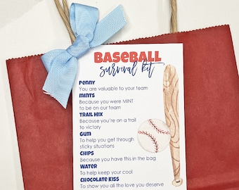 Baseball Tag, Baseball Survival Kit, Baseball Gift, Instant Download, Baseball gift for boys, Baseball gifts for team, Baseball gift for kid