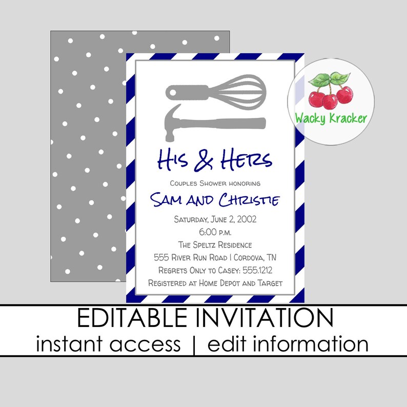 His and Hers Bridal Shower Invitation Tool and Gadget Shower Etsy