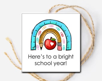 Bright School Year Tag, Welcome Back to School, 1st First day of School Tag, Instant Download, Gift for Teachers, Class Treat from teachers
