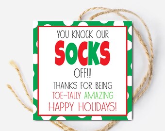 Etichetta per calzini di Natale, etichetta per calzini, regalo di apprezzamento, download immediato, regalo per insegnanti, etichetta stampabile, regalo per il personale, lavora sodo