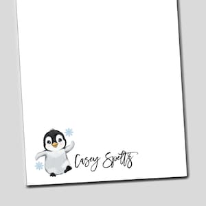 Personalized Penguin Notepad, Penguin Gifts, Teacher Notepad, From the Desk of, Teacher Birthday Gift, Personalized Gift, Penguin art