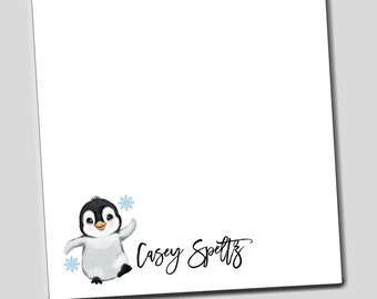 Personalized Penguin Notepad, Penguin Gifts, Teacher Notepad, From the Desk of, Teacher Birthday Gift, Personalized Gift, Penguin art