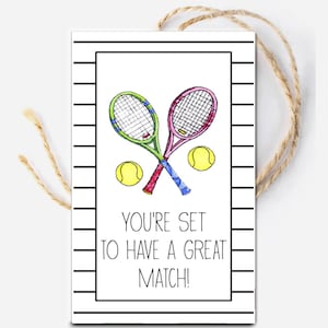 Tennis Tag, Tennis Team You&#39;re Set to have a Great Match Favor, Good Luck Tags, Printable Sports Party Favors, Snack and Goodie Bags, State