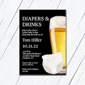 Diaper Party Invitation, Baby Shower Invitation, Dads Baby Shower, Diapers and Drinks, Invitation Template, Brews and Baby, Diaper Shower
