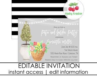 Invitación a la despedida de soltera de jardín, ducha de novia, ducha al aire libre, descarga instantánea, novia de verano, ducha para él y ella, invitación a la fiesta en el jardín