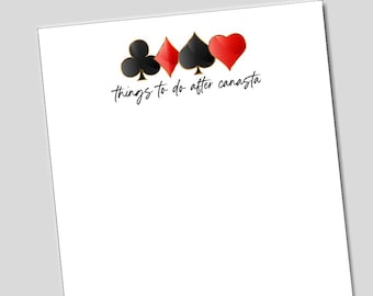 Canasta Notepad, Canasta Gifts for Women, Party Favors, Things to do after Canasta, Playing Cards, Game Night Pad, Canasta Unique Gifts