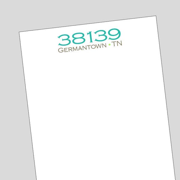 Zip Code Notepads, gift for homeowner, Graduate Gift, State Notepad, housewarming gift, personalized gift, gift for homebuyer