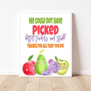 Fruit Sign, Teacher Appreciation Week, Instant Download, Snack Table Sign, Staff Appreciation, Fruit Thank you, Printable Breakfast Sign
