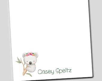 Personalized Koala Notepad, Teacher Gift, From the Desk of Notepad, Koala Gift, Koala Gift Ideas, Gifts under 10, Koala Lovers, Notepad