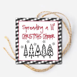 Een beetje kerstgejuich verspreiden Cadeaukaartje voor spatel, cadeaukaartjes buurman, afdrukbaar kerstkaartje, goedkope kerstcadeaus keuken