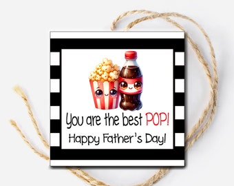 Printable Popcorn Tag, Father's Day Tag, Gift for Dad, Tag for Pop, Father's Gift Church, Father's Day Group, Treat for dads, Best Pop Tag