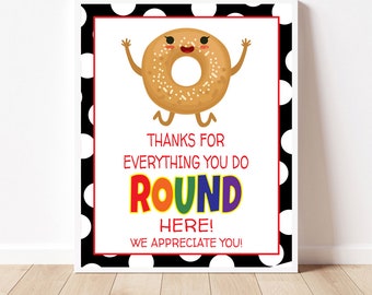 Bagel Appreciation Sign, Teacher Appreciation Week, PTO PTA Theme, Printable Bagel Sign, Staff Appreciation, Bagel Thank you, Luncheon