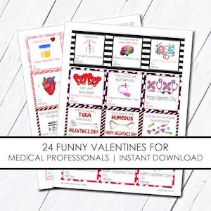 Cartes médicales amusantes de la Saint-Valentin, 24 téléchargements instantanés pour médecins, infirmières, personnel hospitalier, étudiants, pharmaciens, Saint-Valentin imprimable