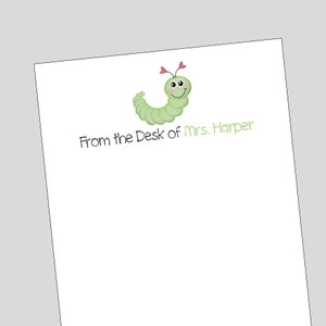 Caterpillar Notepad, Teacher Gift, From the Desk of pad, teacher appreciation week, Gift for 1st grade teacher, bug classroom, kindergarten