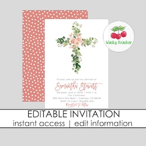 Baby Girl Dedication, Godchild Dedication, Cross Invitation, Adoption Invitation, Dedication Invite, Religious Dedication, Christian Invite