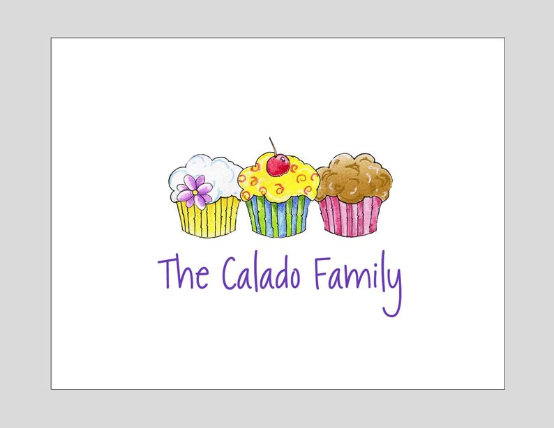 Personalized Cupcake Thank You Notes Baker Gift Sweets and Treats Stationery