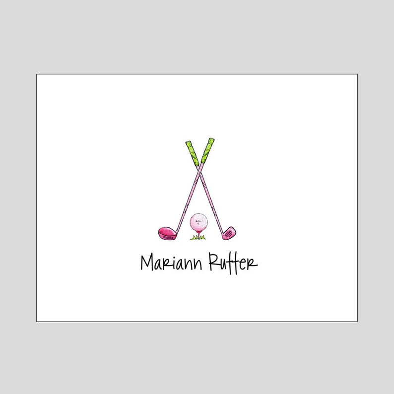 Golf Folded Note Cards / Personalized Golf Stationery / Golf Etsy