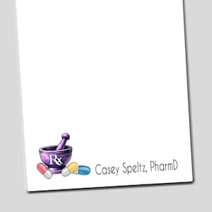 Personalized Pharmacist Notepad, Pharmacist Gift, Mortar and Pestle, Personalized Medical Stationery, Pharmacy Medicine, Pharmacy Graduation