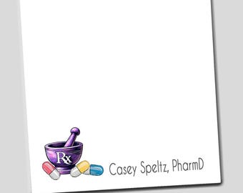 Personalized Pharmacist Notepad, Pharmacist Gift, Mortar and Pestle, Personalized Medical Stationery, Pharmacy Medicine, Pharmacy Graduation