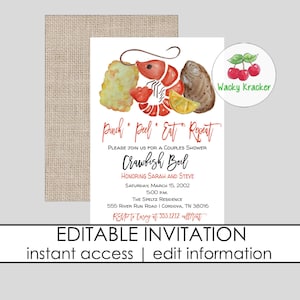 Low Country Boil Invitation, Couples Shower, Bridal Shower Invitation, Shrimp Boil, Crawfish Boil, Seafood Boil, Outdoor Shower, Crab Boil