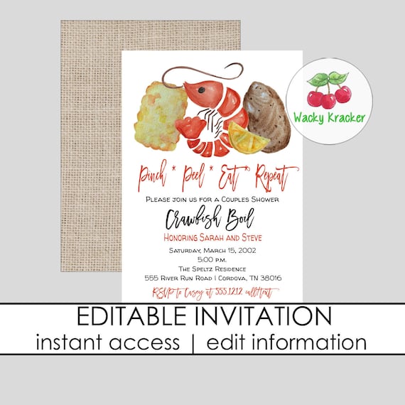 Low Country Boil Invitation Couples Shower Bridal Shower - Etsy