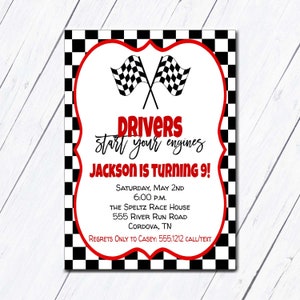 Race Car Invitation, Racing Birthday Invitation, Race Car Birthday, Race Track Invitation, Two Fast Party, Sports Car Birthday, Digital