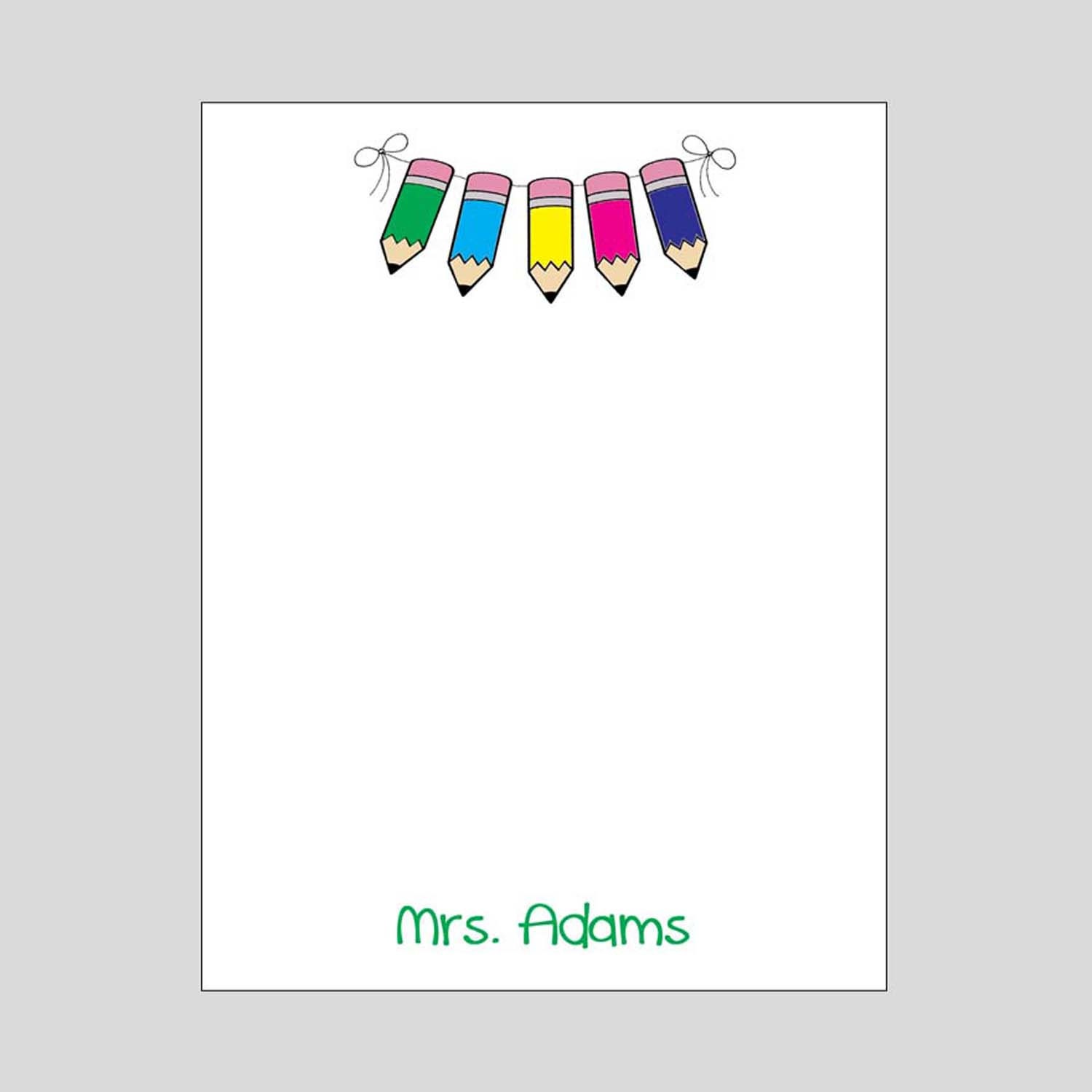 Pencil Banner Notepad, Teacher Appreciation Gift, Personalized Notepad ...