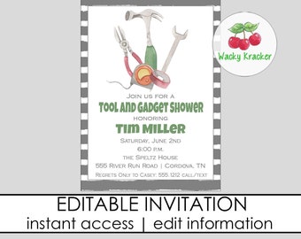 Tool and Gadget Invitation, Couples Bridal Shower, Honey Do Shower Invitation, Groom Shower, Editable Template