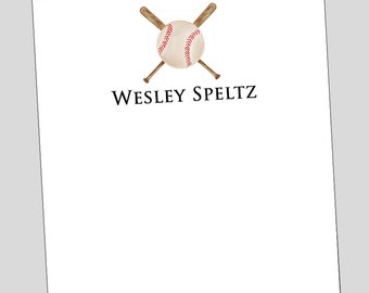 Baseball Notepad, Coach Gift, Personalized Gift, Baseball and Bat