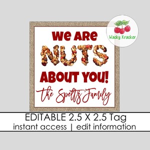 Wir sind Nüsse über Sie Tags, Geschenkanhänger zur Wertschätzung von Ehrenamtlichen, PTO PTA Busfahrer Geschenk, quadratische Partygeschenk Tags, bearbeitbare Geschenkvorlage