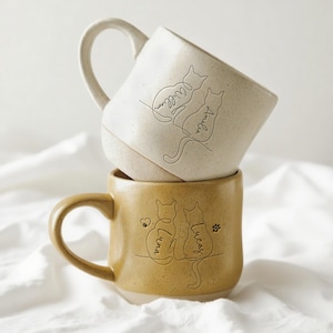 Personalisierte Katzenkeramiktasse mit Namen, Einzigartiges Katzenliebhabergeschenk, Geschenk für Katzenbesitzer, Familiengeschenk, Haustierliebhaber, Paargeschenk, Mr & Mrs Becher
