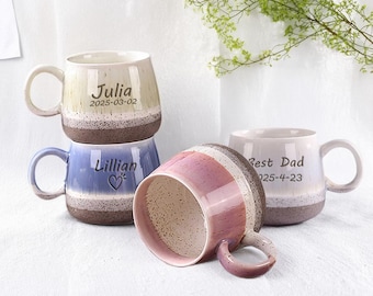 Custom Pottery Coffee Mug for Mom, Personalized Ceramic Cup with Your Message, Unique Gift for Mom or Dad, Custom Gift Idea