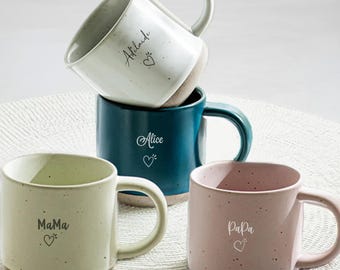 Custom Pottery Coffee Mug for Mom, Personalized Ceramic Cup with Your Message, Unique Gift for Mom or Dad, Custom Gift Idea