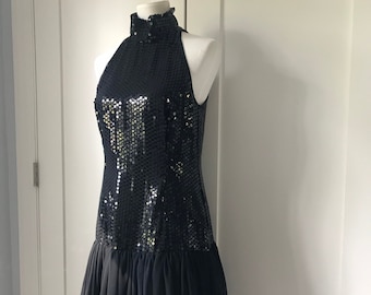 Amazing Vintage Nan Duskin 1980s sequin drop waist dress/Philadelphia designer