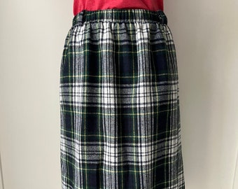 Vintage tartan Appleseed wool skirt/plaid/mid length/80s