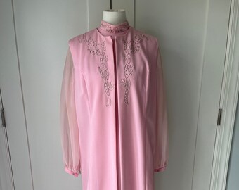 Vintage Funky/Pink hostess dress and vest/Set/1970